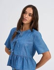 ONLY Bea Bow Denim Shirt, Medium Blue product photo View 05 S