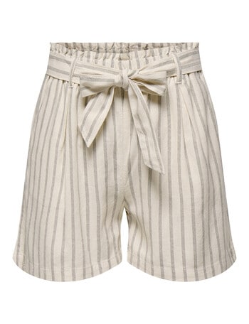 ONLY Lima Pinstripes Belt Shorts, Cloud Dancer product photo