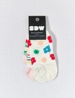 Simon De Winter Flowers Liner Sock, 3-Pack, Ivory & Pink product photo View 02 S