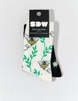 Simon De Winter Bee Quater Crew Sock, 2-Pack, Ivory & Black product photo View 02 S