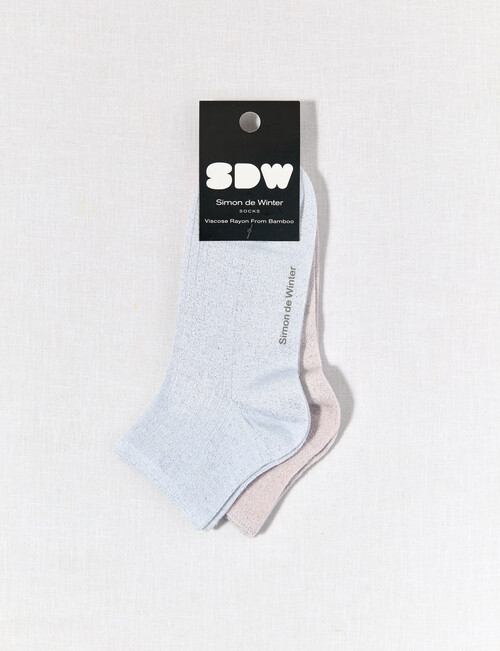 Simon De Winter Quater Crew Sock, 2-Pack, Metallic White, Pink product photo View 02 L