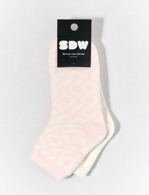 Simon De Winter Geo Half Crew Sock, 2-Pack, Butter, Primrose & Ivory product photo View 02 L