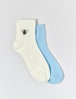 Simon De Winter Bee Half Crew Geo Sock, 2-Pack, Ivory & Blue product photo