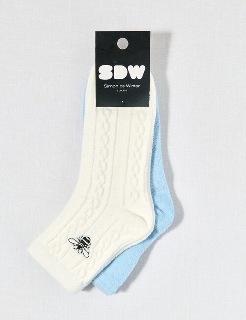 Simon De Winter Bee Half Crew Geo Sock, 2-Pack, Ivory & Blue product photo View 02 L