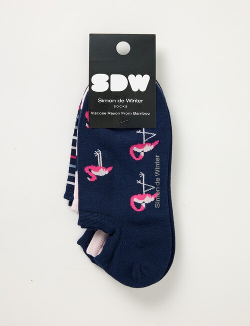 Simon De Winter Liner Socks, 3-Pack, Flamingo, French Navy & Pale Primrose product photo View 02 L