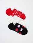 Simon De Winter Liner Socks, 3-Pack, Black, Ivory & Red product photo