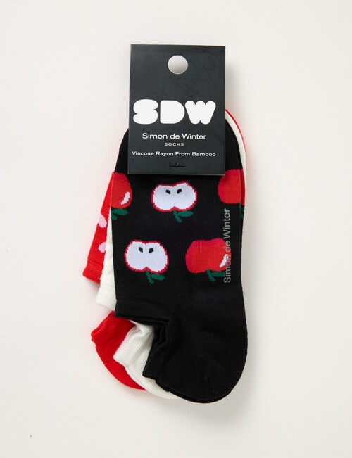 Simon De Winter Liner Socks, 3-Pack, Black, Ivory & Red product photo View 02 L