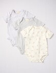 Little Bundle Stretch Cotton Short-Sleeve Bodysuit, 3-Piece Set, Grey Marle product photo