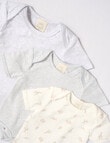Little Bundle Stretch Cotton Short-Sleeve Bodysuit, 3-Piece Set, Grey Marle product photo View 03 S