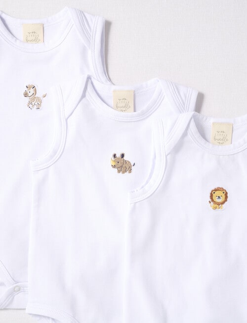 Little Bundle Stretch Cotton Sleeveless Bodysuit, 3-Piece Set, White product photo View 04 L