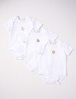 Little Bundle Stretch Cotton Short-Sleeve Bodysuit, 3-Piece Set, White product photo