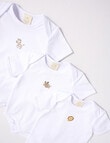 Little Bundle Stretch Cotton Short-Sleeve Bodysuit, 3-Piece Set, White product photo View 03 S