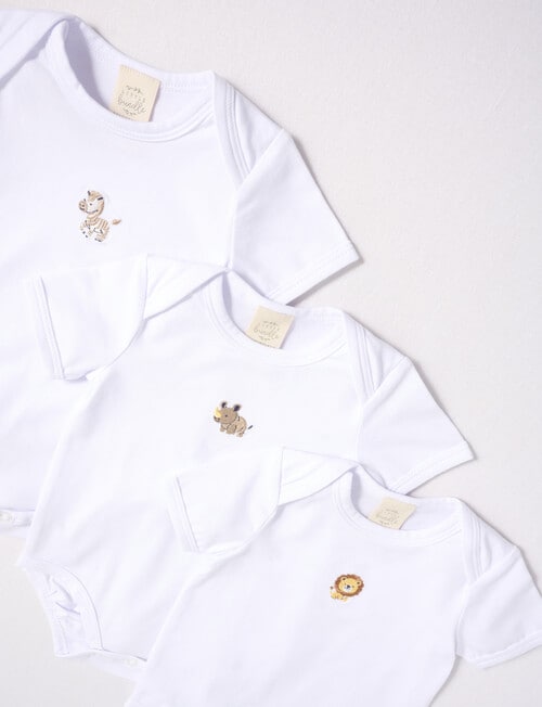 Little Bundle Stretch Cotton Short-Sleeve Bodysuit, 3-Piece Set, White product photo View 03 L