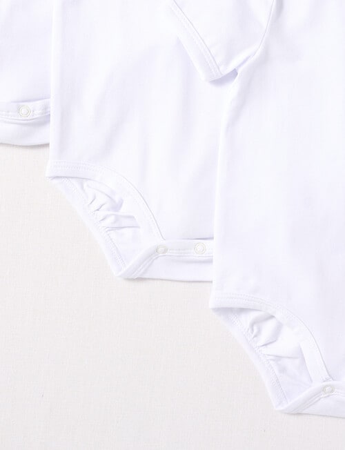 Little Bundle Stretch Cotton Short-Sleeve Bodysuit, 3-Piece Set, White product photo View 04 L