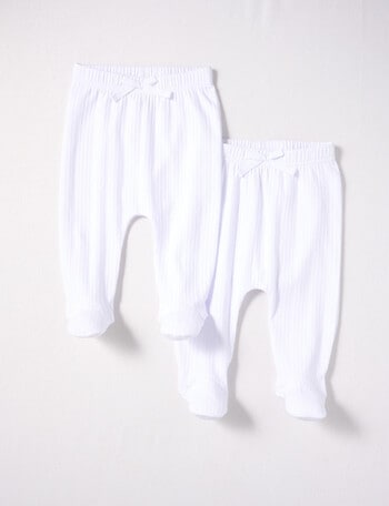 Little Bundle Pointelle Pants, 2-Piece Set, White product photo