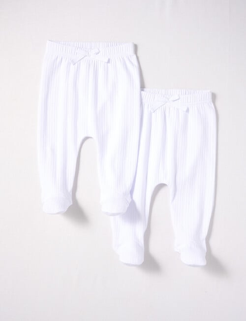 Little Bundle Pointelle Pants, 2-Piece Set, White product photo