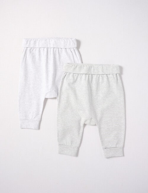 Little Bundle Stretch Cotton Pants, 2-Piece Set, Grey Marle product photo