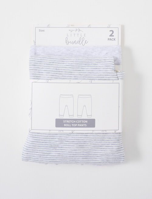 Little Bundle Stretch Cotton Pants, 2-Piece Set, Grey Marle product photo View 02 L