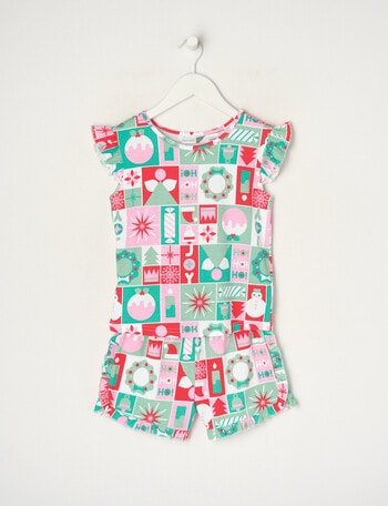Sleep Mode Christmas Joy Knit Short PJ Set, Green, 2-8 product photo