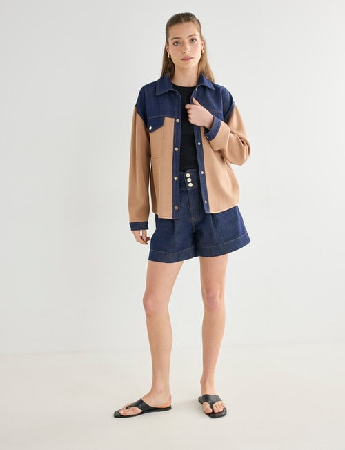 Mineral Ralph Knit & Denim Jacket, Brown product photo View 03 L