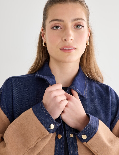 Mineral Ralph Knit & Denim Jacket, Brown product photo View 04 L