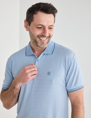Chisel Herringbone Short Sleeve Quick Dry Polo Shirt, Blue product photo