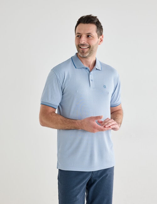 Chisel Herringbone Short Sleeve Quick Dry Polo Shirt, Blue product photo View 04 L