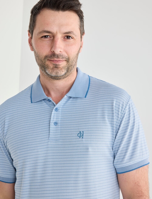 Chisel Herringbone Short Sleeve Quick Dry Polo Shirt, Blue product photo View 05 L