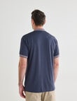 Chisel Jacquard Dot Short Sleeve Quick Dry Polo Shirt, Navy product photo View 02 S
