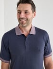 Chisel Jacquard Dot Short Sleeve Quick Dry Polo Shirt, Navy product photo View 04 S