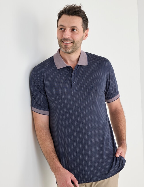 Chisel Jacquard Dot Short Sleeve Quick Dry Polo Shirt, Navy product photo View 05 L