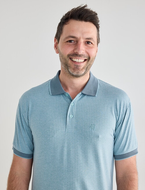 Chisel Jacquard Dot Short Sleeve Quick Dry Polo Shirt, Teal product photo