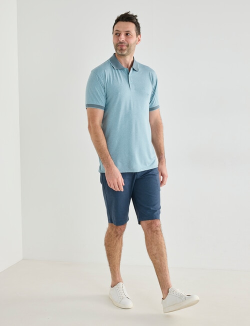 Chisel Jacquard Dot Short Sleeve Quick Dry Polo Shirt, Teal product photo View 03 L