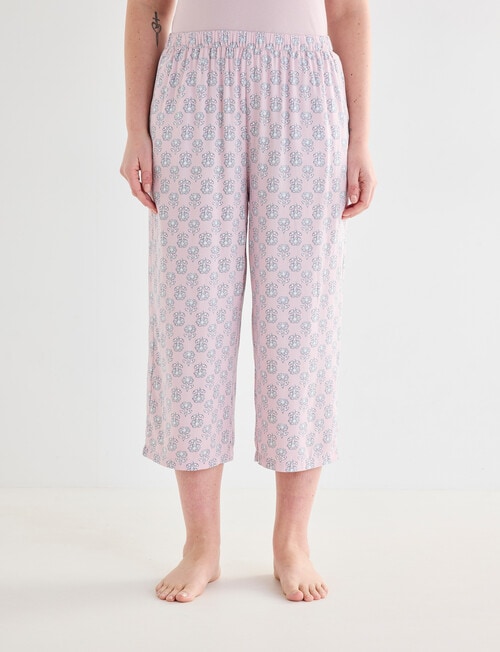 Whistle Sleep Crop Pants, Pink Print product photo