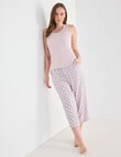 Whistle Sleep Crop Pants, Pink Print product photo View 03 S