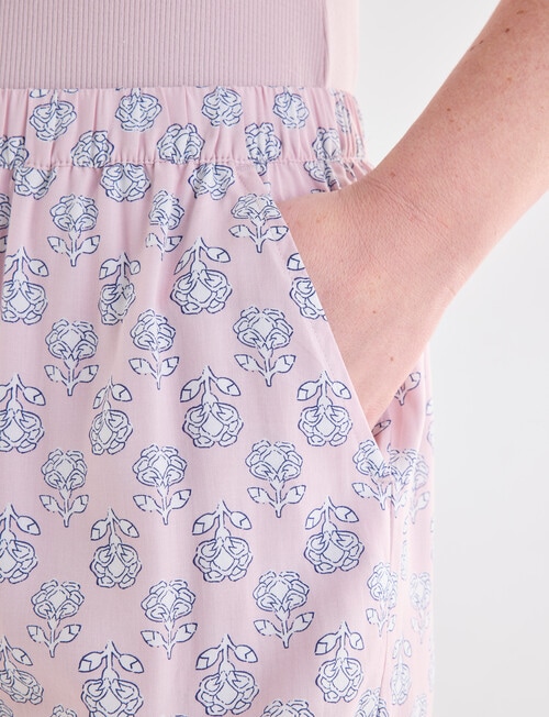 Whistle Sleep Crop Pants, Pink Print product photo View 04 L