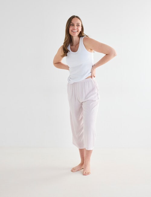 Whistle Sleep Crop Pants, Pink Stripe product photo View 03 L
