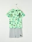 Licensed Minecraft Game Over Knit Short PJ Set, Fresh Lime, 8-16 product photo
