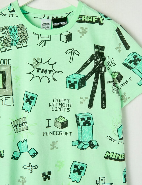 Licensed Minecraft Game Over Knit Short PJ Set, Fresh Lime, 8-16 product photo View 02 L
