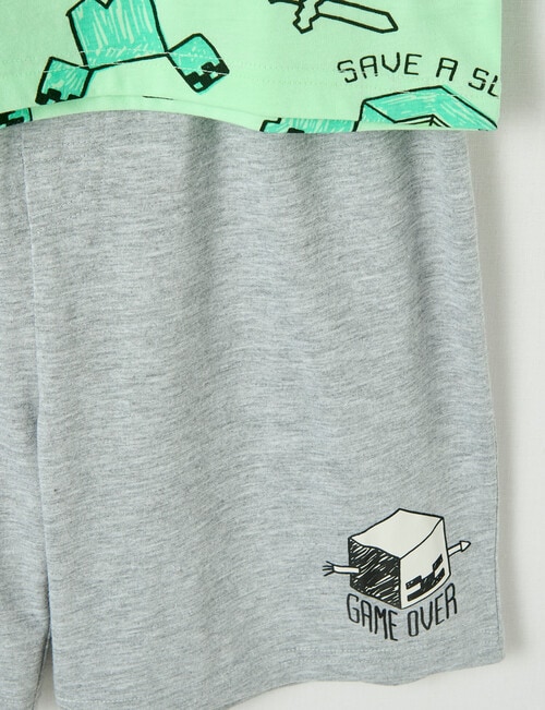 Licensed Minecraft Game Over Knit Short PJ Set, Fresh Lime, 8-16 product photo View 03 L
