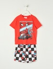 Licensed Spider Man Moto Flame Knit Short PJ Set, Scarlet, 2-8 product photo