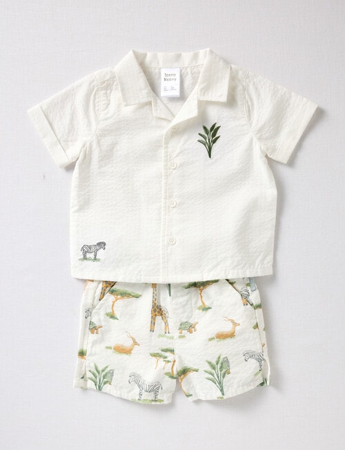 Teeny Weeny Safari Shirt & Short Set, 2-Piece, White product photo