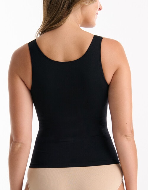 Ambra Seamless Smoothies Reversible Shelf Bra Tank Top, Black product photo View 04 L