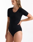 Ambra Seamless Smoothies T-Shirt Bodysuit, Black product photo View 02 S