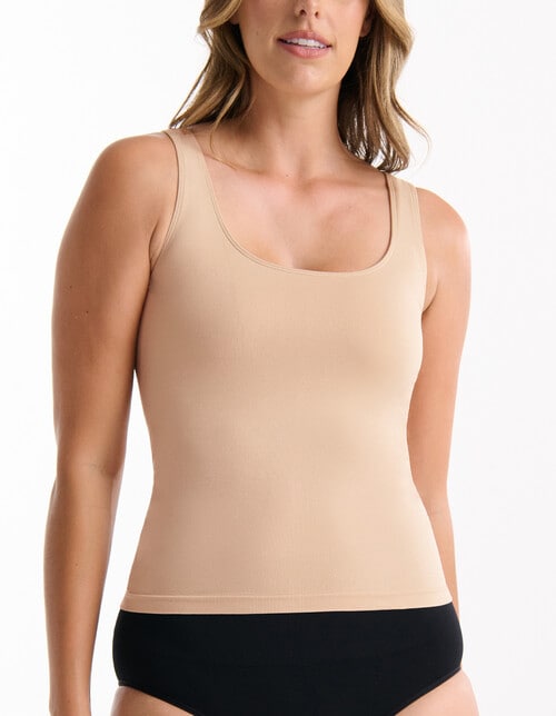 Ambra Seamless Smoothies Reversible Shelf Bra Tank Top, Rose Beige product photo