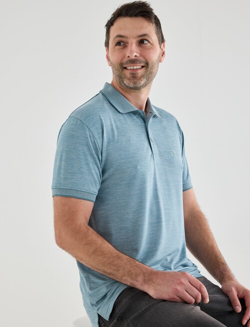 Chisel Quick Dry Stripe Polo Shirt, Teal product photo