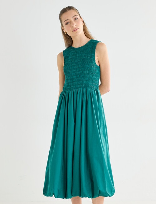 Mineral Tessa Bubble Hem Dress, Green product photo