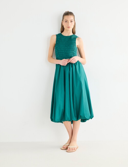Mineral Tessa Bubble Hem Dress, Green product photo View 03 L