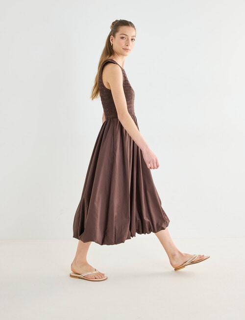 Mineral Tessa Bubble Hem Dress, Chocolate product photo