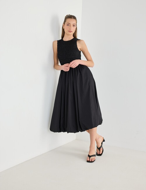 Mineral Tessa Bubble Hem Dress, Black product photo View 03 L